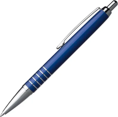 Produktbild von 5 Kugelschreiber / aus Aluminium / mit 5 Zierringen / Farbe: blau