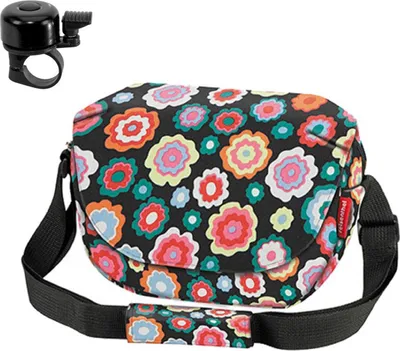 Produktbild von Rixen & Kaul Fahrrad Lenkertasche Schultertasche Umhängetasche Funbag happy flowers inkl. Fahrradklingel