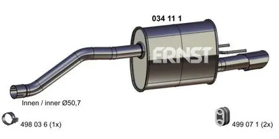 Produktbild von ERNST 034111 Endschalldämpfer für OPEL Meriva B (S10) Auspuff