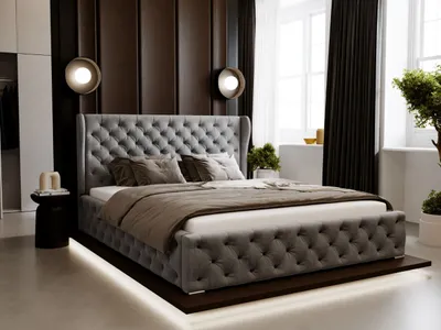 Produktbild von GrainGold Polsterbett Kingston  200x200 cm - Bett 200x200, Polsterbett mit Bettkasten und Lattenrost - Grau (Magic Velvet 2217)