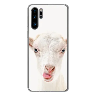 Produktbild von MuchoWow® Handyhülle Schutzhülle Hülle für Huawei P30 Pro Ziege - Porträt - Junge - Mädchen - Kinder - Weiß Silikon Softcase Handy Hülle - Schutzdeckel