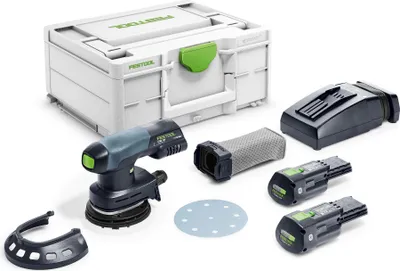 Image de Ponceuse excentrique hybride 18V ETSC 125 3,0 I-Plus + 2 batteries 3Ah + chargeur + coffret Systainer SYS³ - FESTOOL - 577694