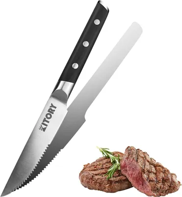 Image de Couteaux à steak avec lame dentelée partielle, lame de 12,7 cm, pour la cuisine