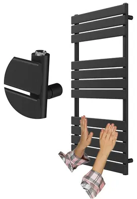 Zdjęcie produktu dla Granitan – grzejnik łazienkowy – suszarka do ręczników – 120 x 60 cm – czarny – podgrzewacz do ręczników – OSLO