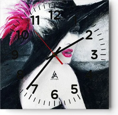Produktbild von Wanduhr - Quadrat - Glasuhr - Frau Modell - 40x40cm - Schleichendes Uhrwerk - Lautlos - zum Aufhängen bereit - Dekoration Modern - Wanddekoration aus Glas - C4AC40x40-4020