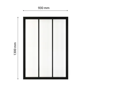 Produktbild von inova Innenfenster 930 x 1300 mm, 3-teilig, Stahlrahmen Schwarz, Klarglas, Loftstil