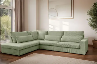 Produktbild von Kaiser Möbel Ecksofa SVEN in L-Form für das Wohnzimmer, Stoff Poso Hellgrün Links