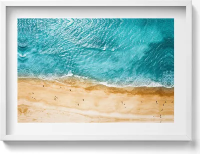 Produktbild von Strand und Meer– Wandbild mit Rahmen – Gerahmtes Bild  – Wanddekoration – 70x50 cm –  Schwarz Rahmen