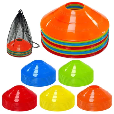 Imagen del producto de Conos de señalización, 40 unidades, de varios colores, con bolsa de almacenamiento, para fútbol y baloncesto