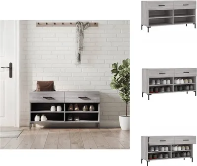 Obrázek produktu pro vidaXL Lavice na boty šedá Sonoma 102x35x55 cm materiál na bázi dřeva - Botníky a skříně