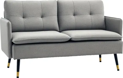 Produktbild von HOMCOM Zweisitzer 2-Sitzer Sofa mit Kissen, Loveseat mit Leinenoptik Doppelsofa