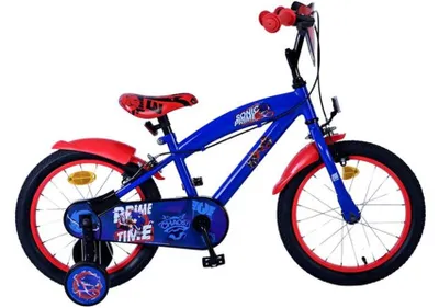 Image de Vélo pour enfants Volare Turbo, modèle pour garçons, 16 pouces, bleu et rouge, avec deux freins à main