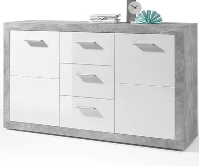 Image de Sideboard Commode Stone Salle à manger blanc gris béton