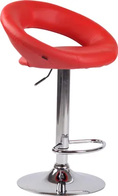 Image de Tabouret de bar CLP Olinda en similicuir, réglable en hauteur et pivotant, rouge, piètement chromé