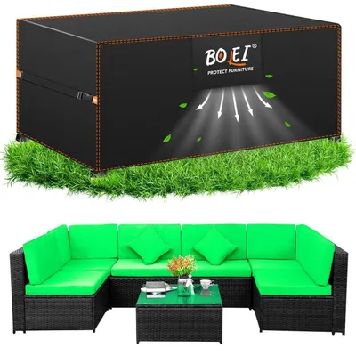 Image de Housse de protection pour mobilier de jardin, résistante aux intempéries, dimensions 280x204x106 cm, tissu Oxford 420D, imperméable, avec ventilation et sac de rangement