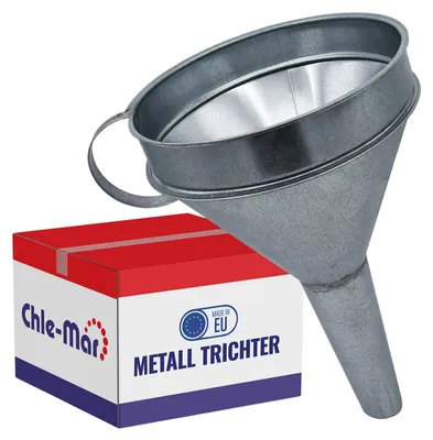 Produktbild von Metalltrichter Benzintrichter Ölrichter - Verzinkter Stahl - 25 cm - Mit Sieb