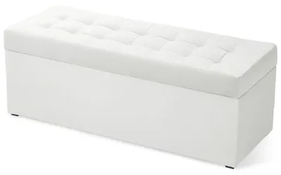 Produktbild von MG Design Polsterhocker Weiß 45x120 cm - Stauraum 140L, bis 300 kg belastbar, pflegeleicht, matt, für Wohnzimmer & Flur