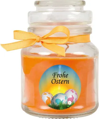 Imagen del producto de Vela perfumada como regalo de Pascua (fragancia de melón), diseño: huevos de Pascua. Vela para decoración de Pascua, 120g. Cera con una duración de aproximadamente 30 horas