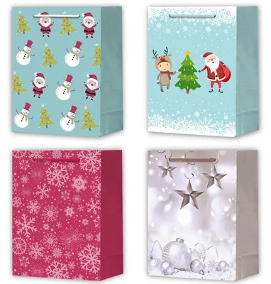 Produktbild von Set mit 12 farbenfrohen Weihnachtsgeschenkbeuteln