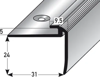 Produktbild von PROVISTON | Einschubprofil | Aluminium eloxiert | Goldfarbig | Breite 31 mm | Höhe 4.5 mm | Länge 2700 mm | Gebohrt | Abschlussprofil | Einfassprofil | Abschlussleiste | Bodenprofil | 1 Stück