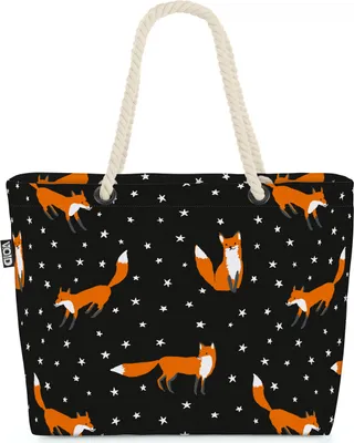 Produktbild von VOID Füchse und Sterne Strandtasche Shopper 58x38x16cm 23L XXL Einkaufstasche Tasche Reisetasche Beach Bag
