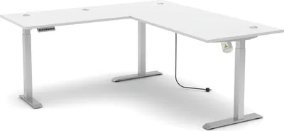 Produktbild von Eckschreibtisch >Santorin< höhenverstellbar, Weiß - 185x72x177cm (BxHxT)