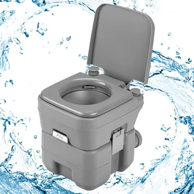 Produktbild von GOPLUS Campingtoilette Reisetoilette tragbare Toilette Outdoor WC mobiles WC 20L,Grau, bis zu 150 kg belastbar (Grau)