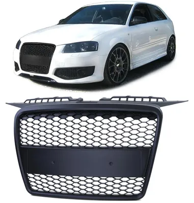 Kühlergrill Sportgrill Waben Gitter Schwarz Matt für Audi A3 8P ab 2005-2008 – Produktansicht