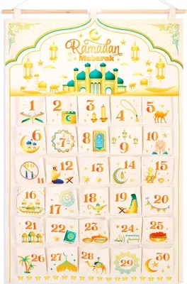 Produktbild von Famanu Ramadan Adventskalender - Wiederverwendbare Stoffkalender mit 30 Taschen