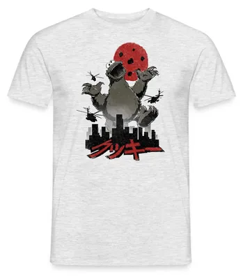 Produktbild von Spreadshirt Sesamstraße Krümelmonster Cookiezilla Männer T-Shirt, XXL, Grau meliert