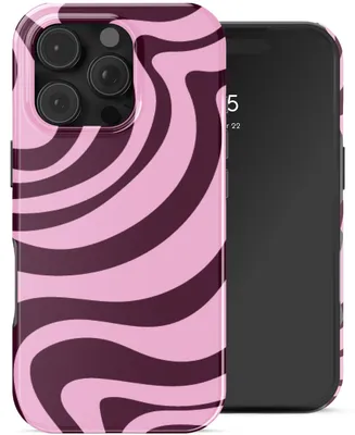 Productafbeelding van Selencia Vivid Backcover met MagSafe voor de Apple iPhone 16 Pro - Wavy Swirl Pink Plum