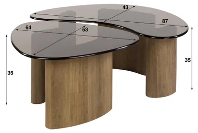 Zdjęcie produktu dla Stolik kawowy FURNLUX Tinto brązowy i dąb 87 cm / Główny kolor: brązowy / Wymiary: 87 x 35 x 53 cm
