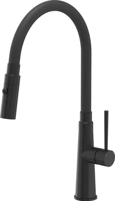 Produktbild von QUADRON Küchenarmatur GINA SteelQ Mischbatterie 360°, Farbe: Schwarz, Höhe: 40 cm QFix-Funktion, Drehung- Wasserhahn für Küche aus Edelstahl