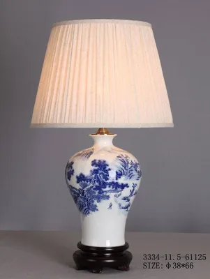 Zdjęcie produktu dla Fine Asianliving Chińska lampa stołowa porcelana z abażurem E27 Orientalna lampa stołowa ceramiczne lampki nocne sypialnia salon
