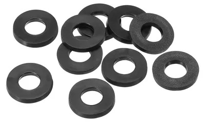 Produktbild von Flache Gummiringe, 40 Stück, 8 mm Innendurchmesser, 16 mm Außendurchmesser, 2,2 mm dick, schwarz