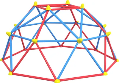 Produktbild von Outsunny Kletterkuppel, geometrischer Kuppel-Spielplatz, Spielplatz für 3–8 Jahre, mit UV-beständigem Metallrahmen, Belastung 180 kg, für Terrassengarten, Ø183 x 90 cm, Rot und Blau