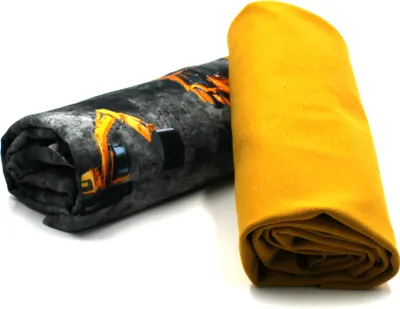 Produktbild von Stoffpaket 0,5m Jersey + 0,5m Bündchenstoff Meterware zum Nähen von Kinderkleidung Kinderstoff 100 Jerseystoff Set 16 Baufahrzeuge