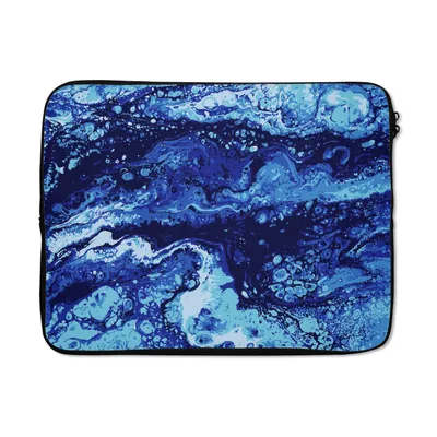 Produktbild von MuchoWow® Laptop Hülle 15 Zoll Marmor - Blau - Aquarell Laptoptasche - Laptoptasche - Sleeve - Rundum-Schutz