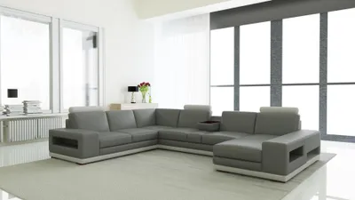 Produktbild von Ledersofa Couch Wohnlandschaft U-Form Design Modern Sofa 5154