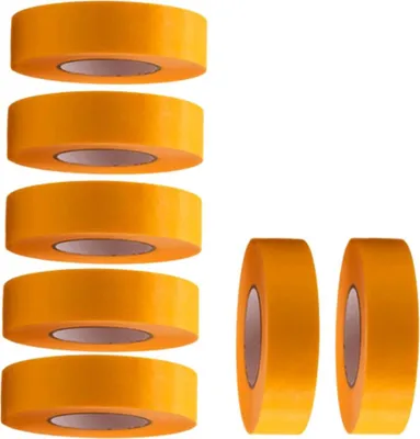 Produktbild von 7 Rollen Profi Goldband Klebeband 50 m  x 24 mm - Malerband Gold Kreppband - Abdeckband für Maler und Lackierer - Krepp für Innen und Außen - Malerkrepp - Vielseitiges Klebeband für Malerarbeiten