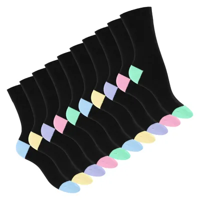 Produktbild von Footstar Damen und Herren Baumwoll-Socken (10 Paar) mit abgesetzter Ferse und Spitze - Pastell Mix 35-38