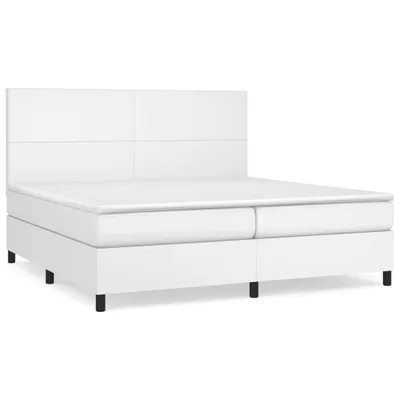 Image de vidaXL Lit boxspring avec matelas blanc 200x200 cm similicuir