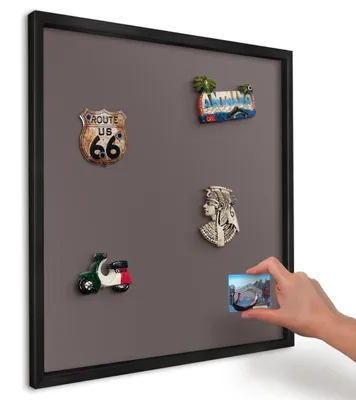 Produktbild von Magnettafel 50x50 cm mit schwarzem Rahmen - Magnetische Metalltafel, Magnetpinnwand zur Wandmontage für Wohnzimmer, Küche, Flur, Kinderzimmer und Büro - Verblasstes Braun