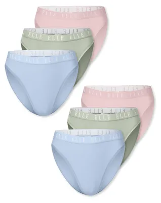 Produktbild von ELLE Damen Slip 6-Pack High Leg - ELLE LOGO - Rose, light green, light blue - Größe S