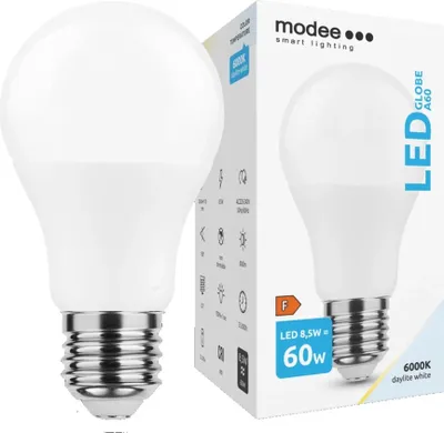 Obrázok produktu pre Modee Lighting LED žiarovka E27 8,5W 6000K A60 (60W)