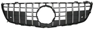 Zdjęcie produktu dla Grill chłodnicy do samochodu Mercedes SL-Klasse (R231), rocznik 2012-2016, styl GT-R, wykończenie Panamericana, kolor czarny z chromowanymi elementami.