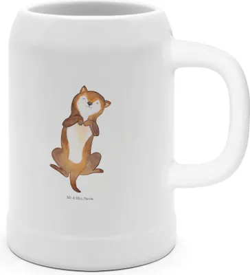 Produktbild von Mr. & Mrs. Panda Krug Hund Streicheln - Weiß - Geschenk, Wauwau, Bier Humpen, Süß, Steinkrug, Hunde, Steingutkrug, Niedlich, Hunderasse, Seidel