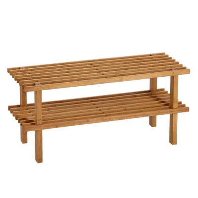 Image de Zeller Étagère à chaussures avec 2 étagères, Bamboo 70x26x30