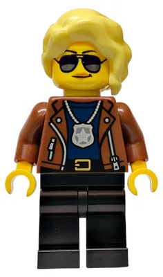 Zdjęcie produktu dla LEGO Minifigurka – Policjantka, miasto, detektyw, kurtka w odcieniu czerwono-brązowym (cty1988)