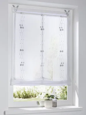 Produktbild von Kutti Raffrollo Ösenrollo Bailey creme transparent Voile - Stickerei - 80 x 120 cm